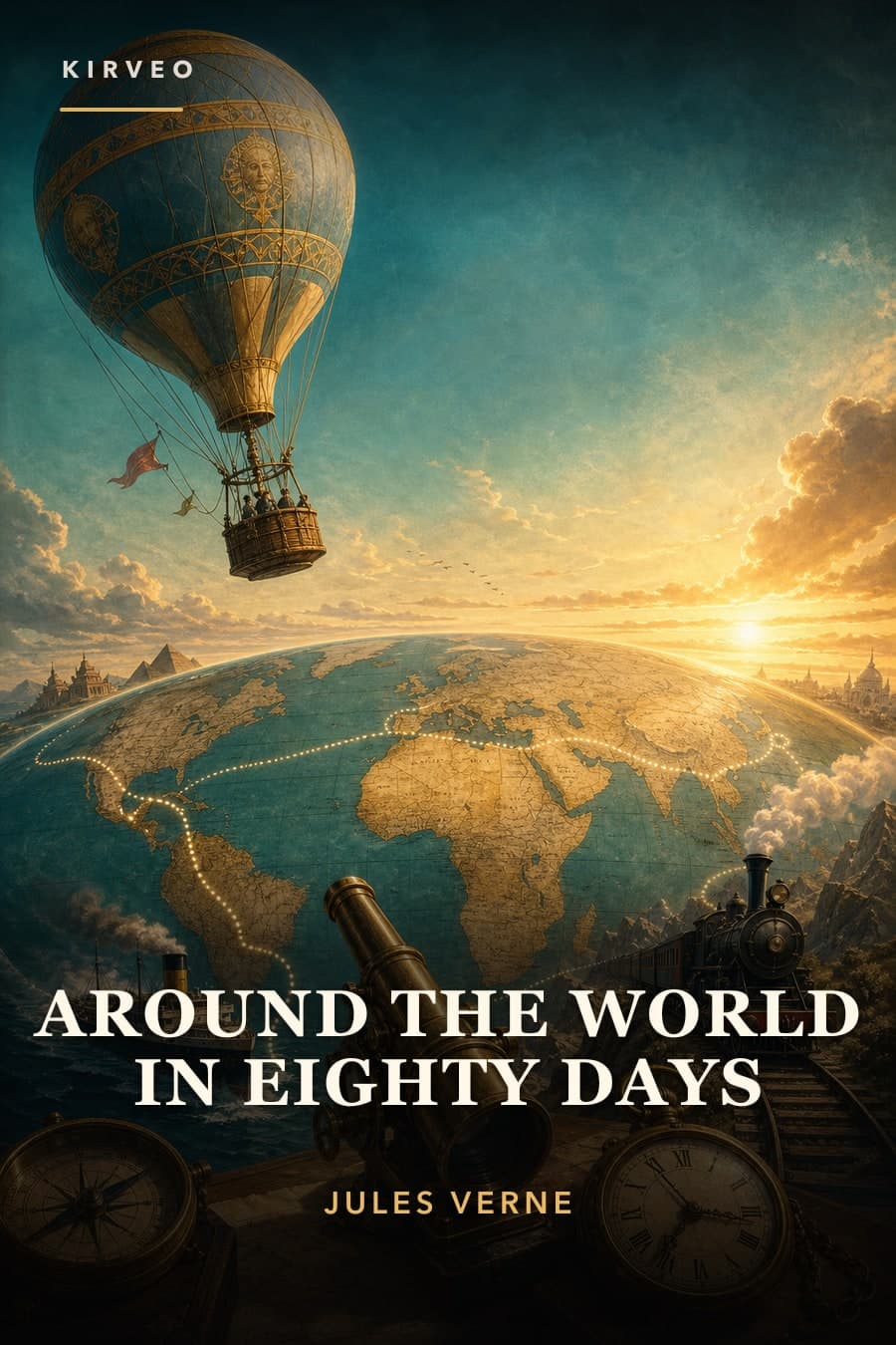 AI-designed cover for Around the World in Eighty Days